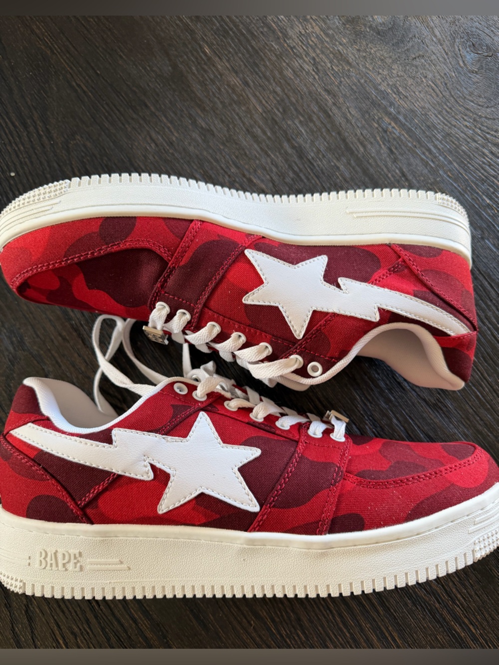 A Bathing Ape Bape Sta Low Camo Red White Athletic Shoes Size 12 Mens